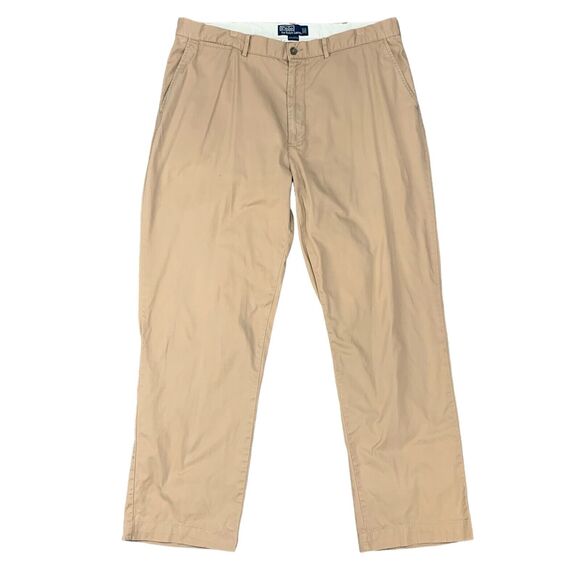 Polo Ralph Lauren Pant Mens 38 Warm Stone Chino High Rise Flat Front Cotton - Picture 1 of 16